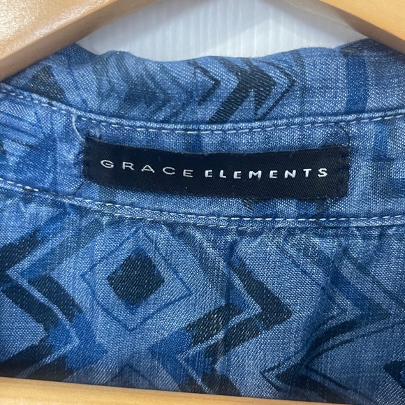 Grace Element Large Aztec Shirt Dress Pockets Short Sleeves Southwest - Picture 4 of 8